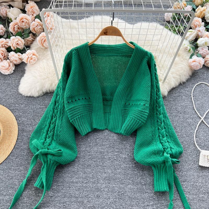 Embroidery Online - Zielony Casual akrylowy dzianinowy dekolt w