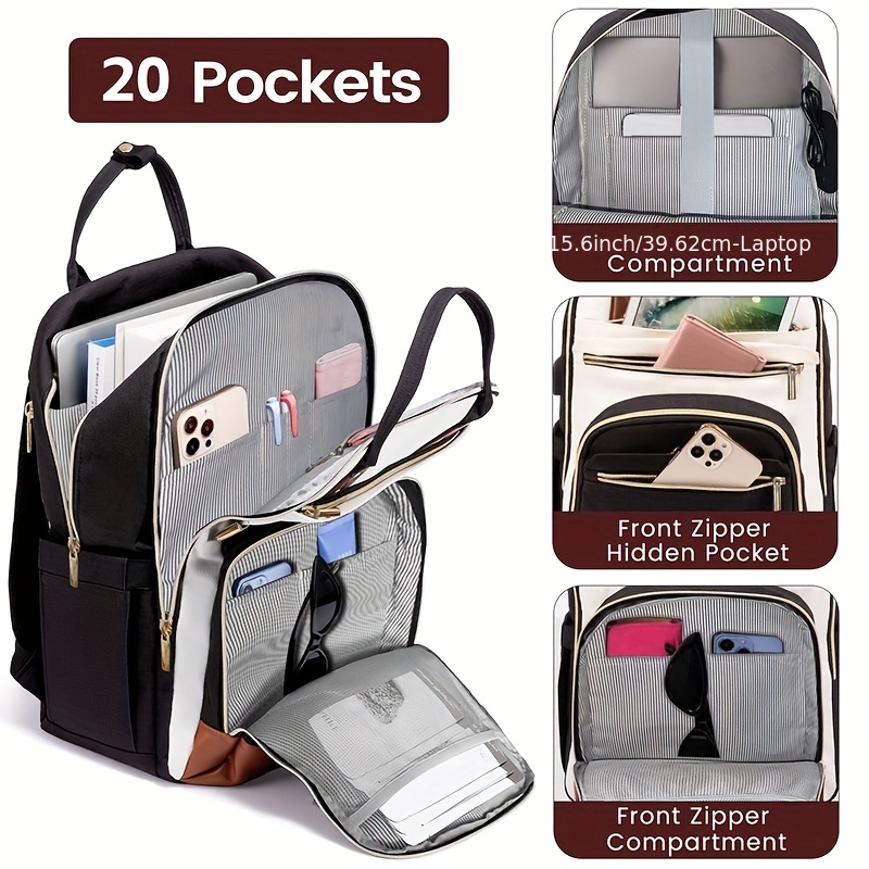 Embroidery Bag - Damski dwukolorowy plecak na laptopa, wodoodporna,